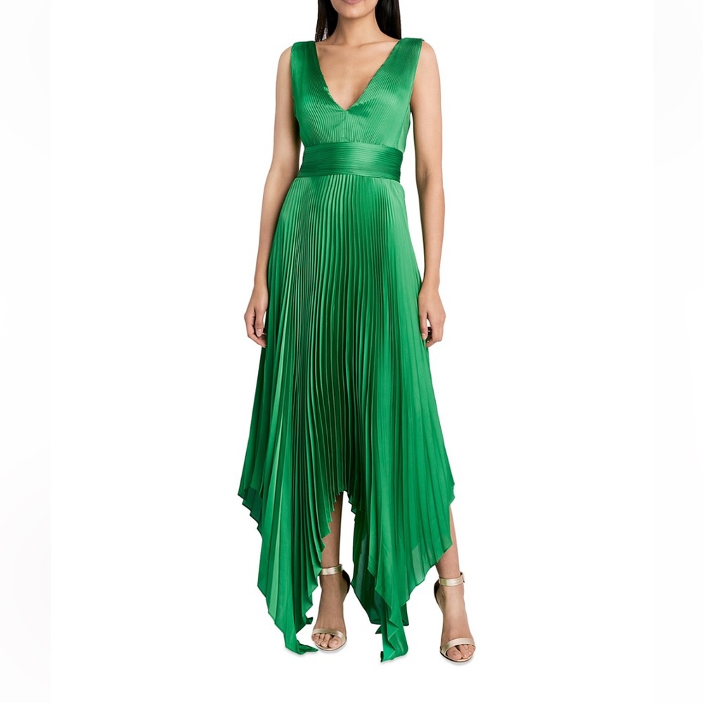 BCBG Natalia pleated Asymmetrical gown